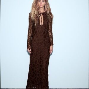 ZARA Brown Lace Long Dress